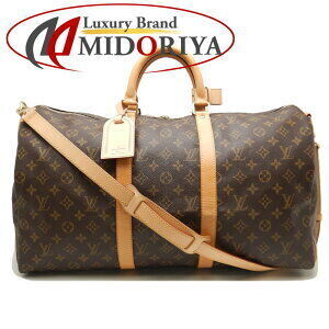 Louis Vuitton Monogram Keepall Bandouliere Boston Bag Brown